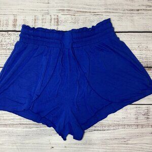 Frill High Waisted Elastic Waistband Drawstring Flowy Blue Halara Casual Shorts